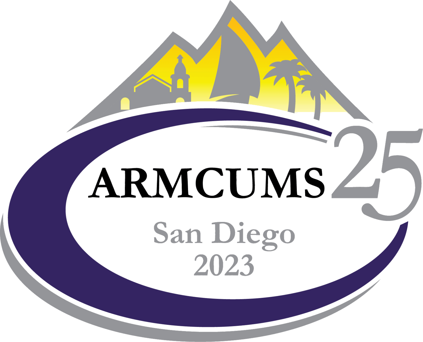 Logo for ARMCUMS 25th San Diego 2023 event.