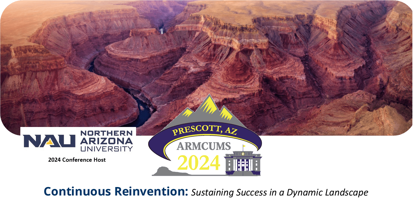 Canyon landscape with Northern Arizona University logos.