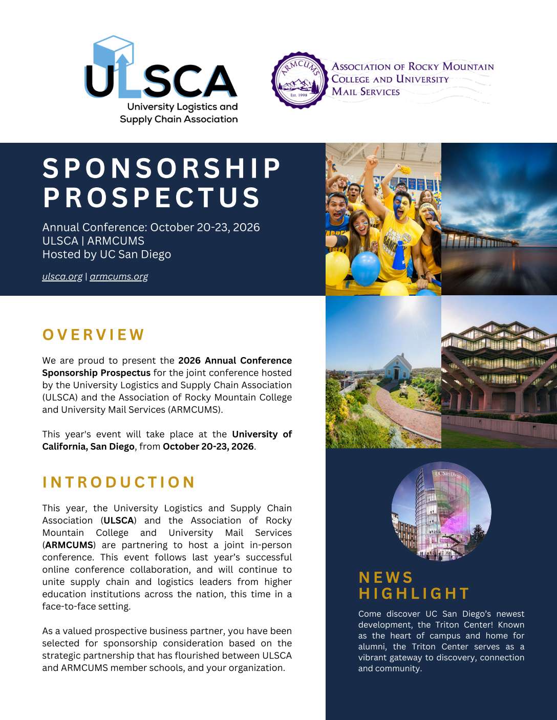 University conference sponsorship prospectus flyer with photos