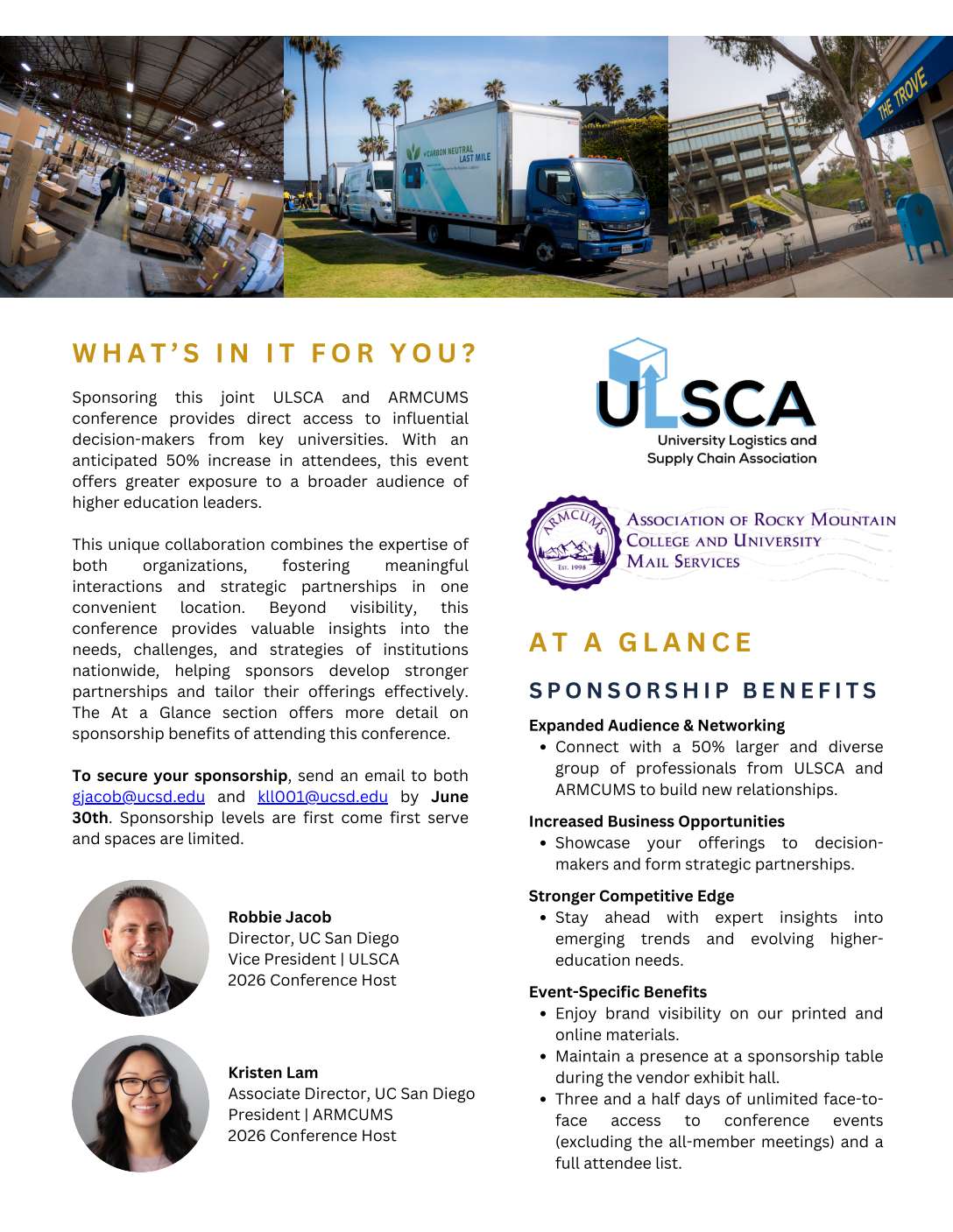 University logistics conference flyer with trucks