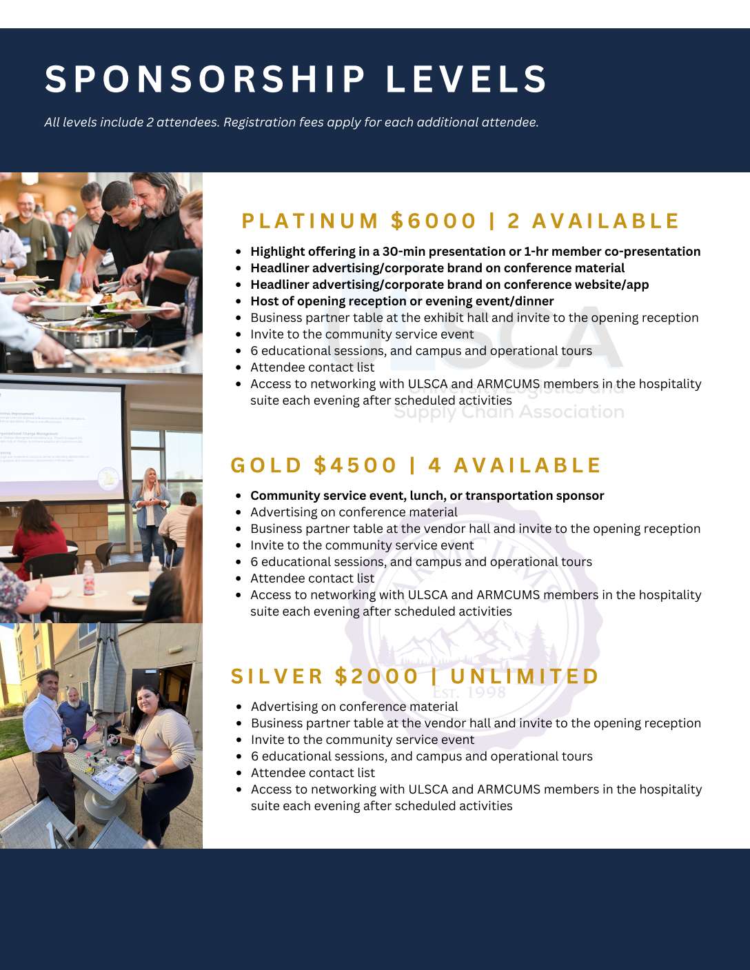 Sponsorship levels flyer with event photos