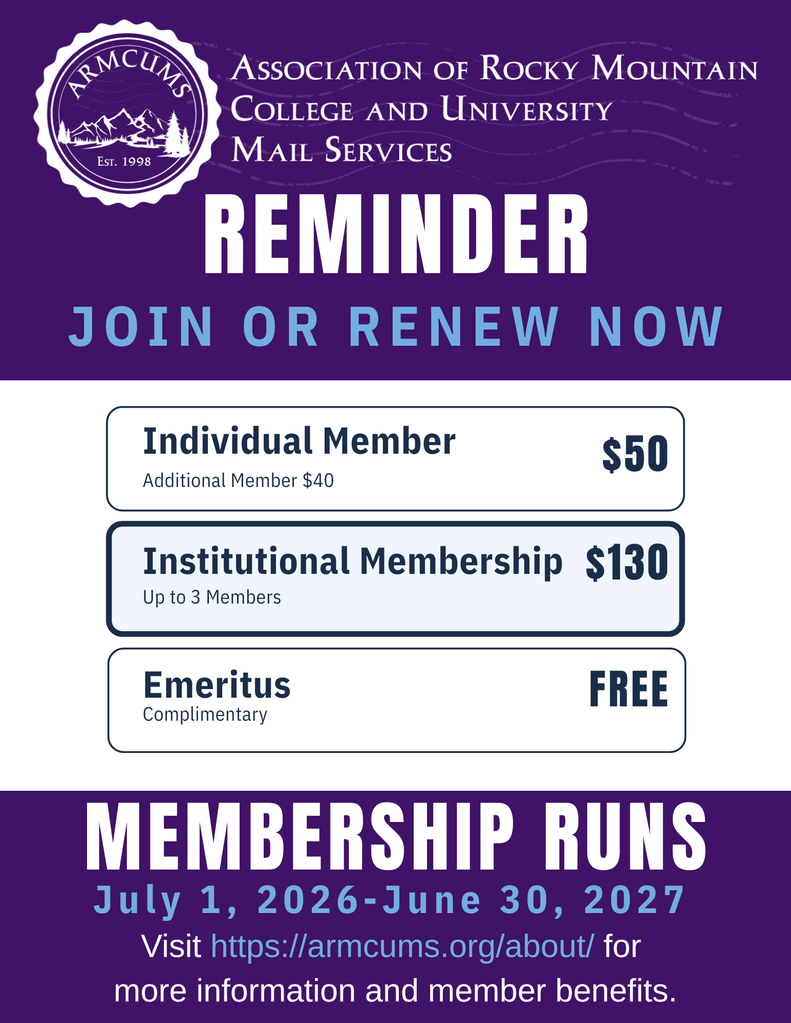 Membership reminder: join or renew now